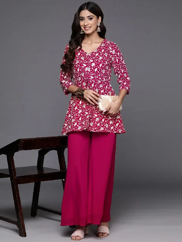 Pink Embellished Georgette Co-Ords