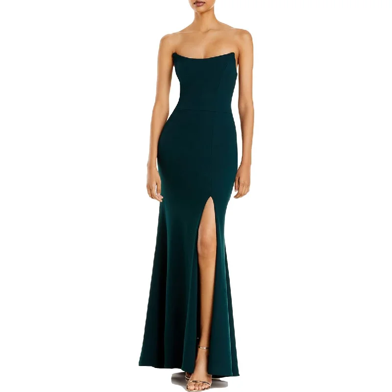 Aqua Womens Side Slit Strapless Formal Dress