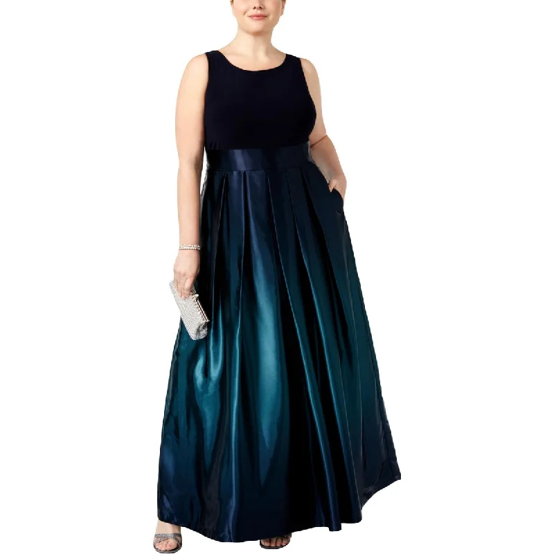 SLNY Womens Plus Satin Sleeveless Formal Dress