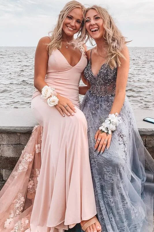 Open Back Blush Mermaid Long Formal Dress  gh2294