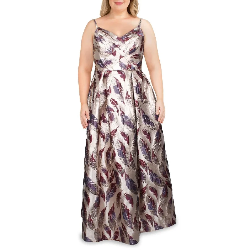 Morgan & Co. Womens Juniors Floral Metallic Formal Dress