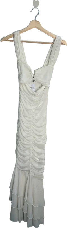 Michael Costello White Ruched Bodycon Dress UK 4