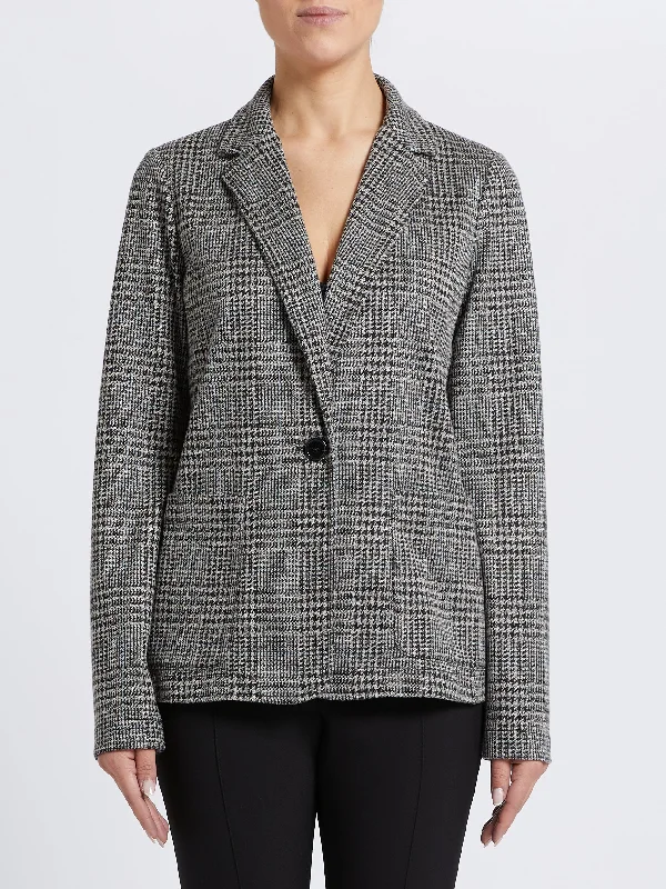 PENNYBLACK Checkered Grey/Blue Jersery Blazer Style Jacket