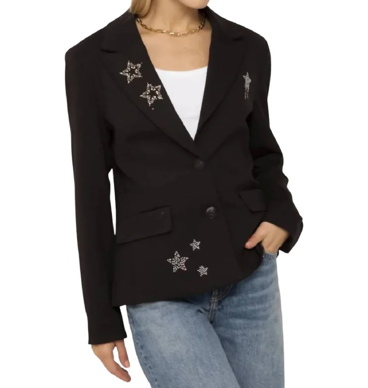 Junie Rhnestone Star Blazer In Black