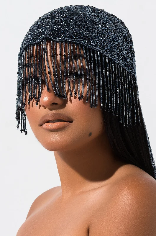 MAKE ME THIS WAY BEADED HAT SILVER