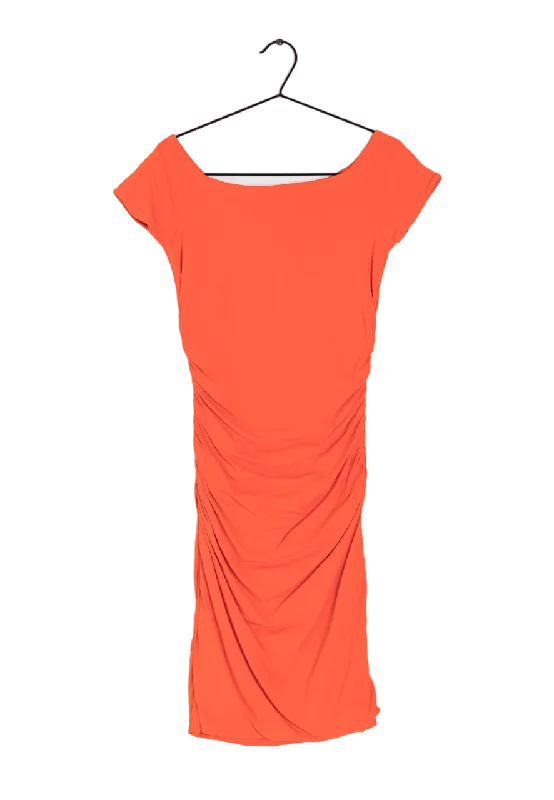 Boden Orange Ruched Bodycon Dress UK 8L