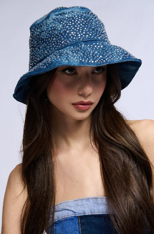 DENIM BABE BLING BUCKET HAT