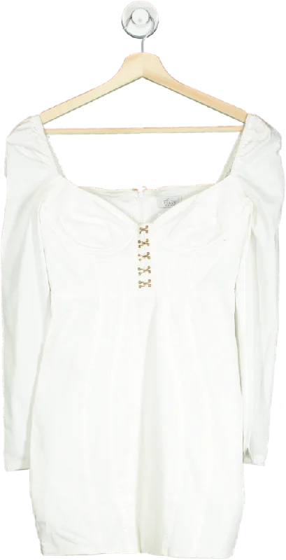 Oh Polly White Long Sleeve Bodycon Dress UK 8