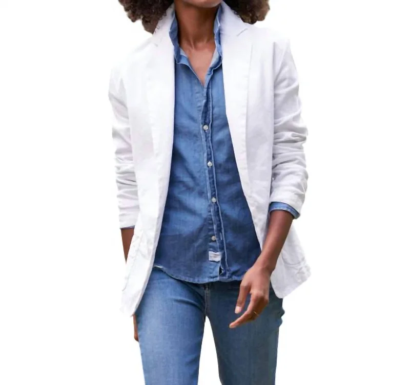 Tailored Linen Blazer In White