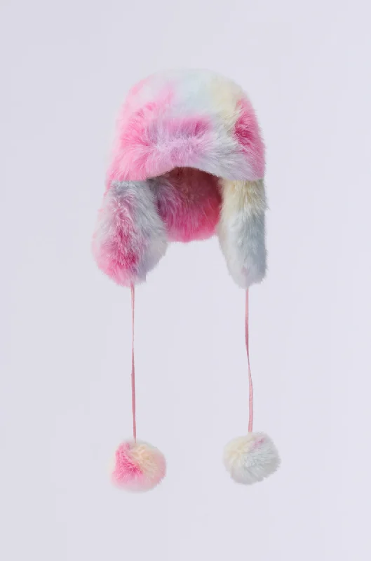 COTTON CANDY SKIES FAUX FUR AVIATOR HAT