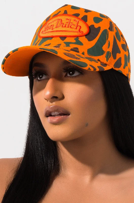 VON DUTCH TRUCKER HAT ORANGE CAMO