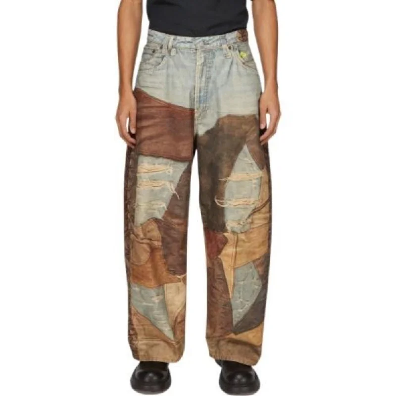 DF |Digital Print Distressed Braided Rope Jeans