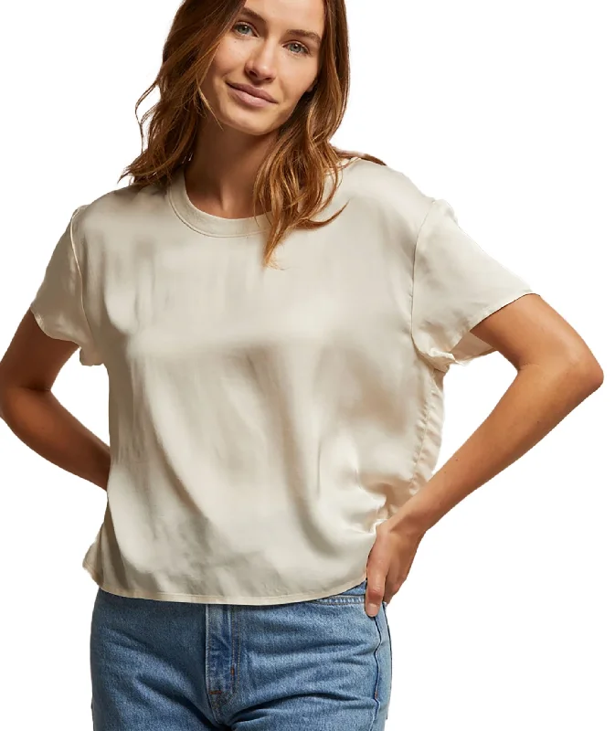 Perfect White Tee Women Delphine Satin Crew Neck Tee