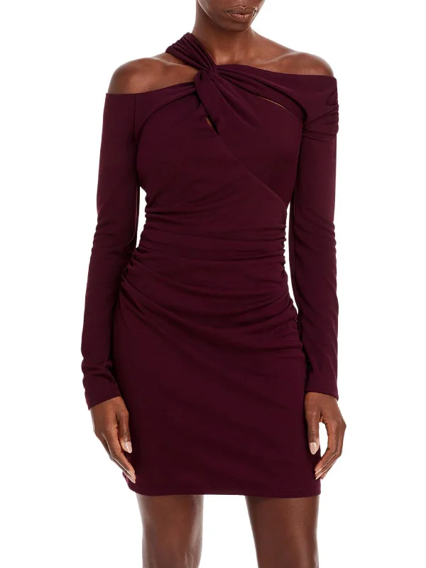 Circe Womens Gathered Cold Shoulder Bodycon Dress