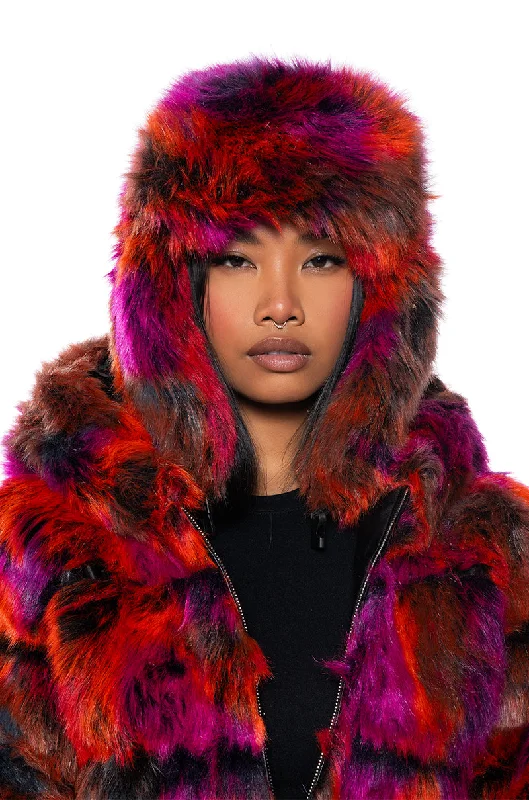 AVI FAUX FUR HAT IN MULTI