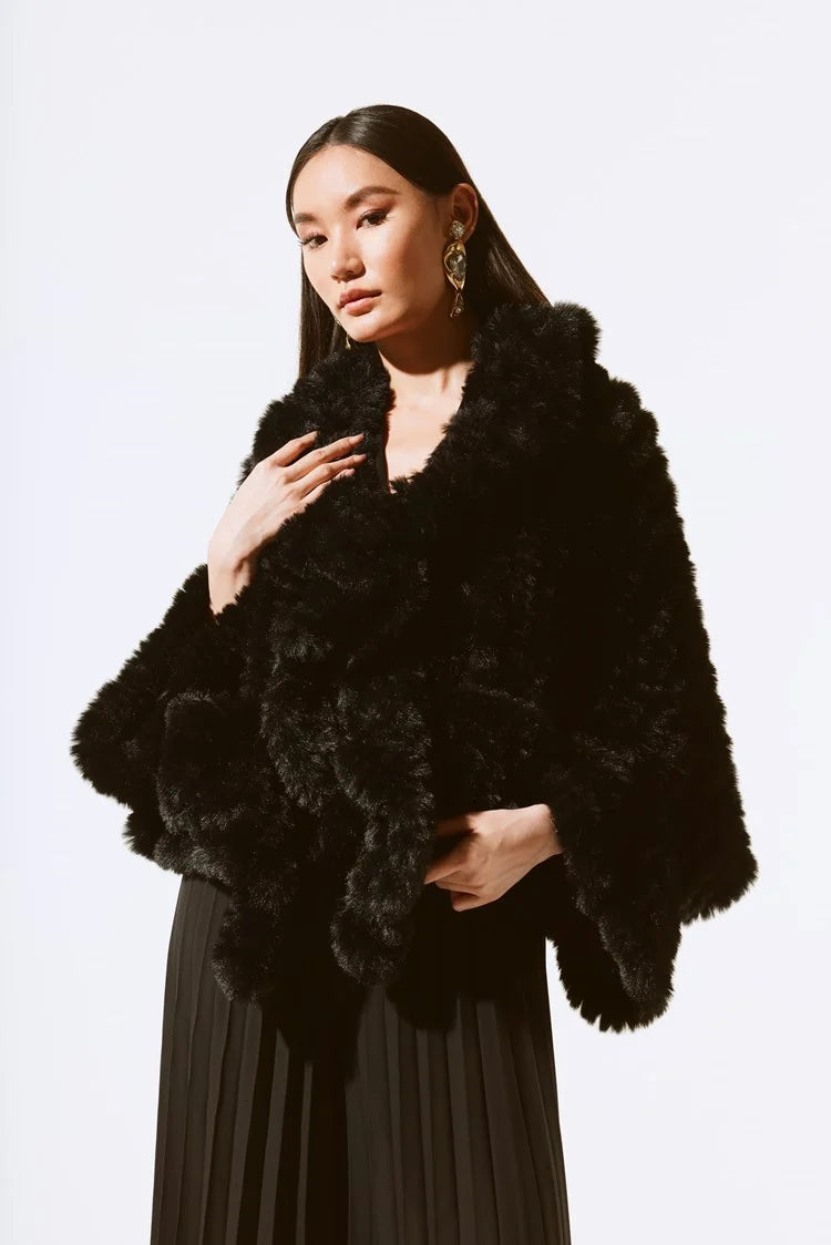 Joseph Ribkoff Black Faux Fur Cover-up