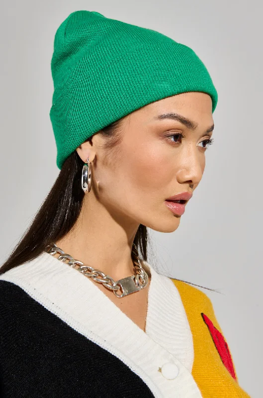 CLASSIC KNIT BEANIE IN GREEN