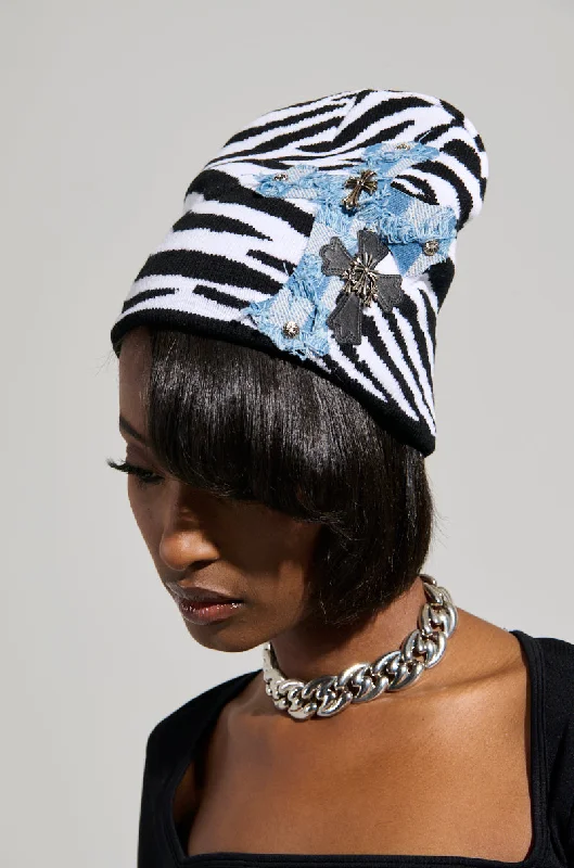 WILD ONES ZEBRA PATCH BEANIE