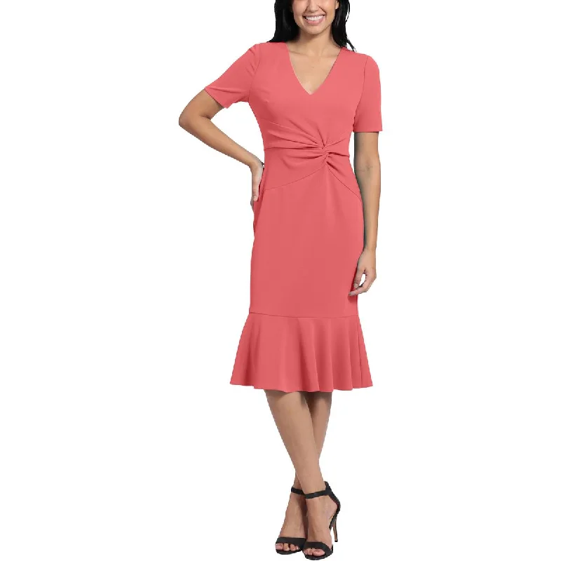 Womens Gathered Knee Length Bodycon Dress