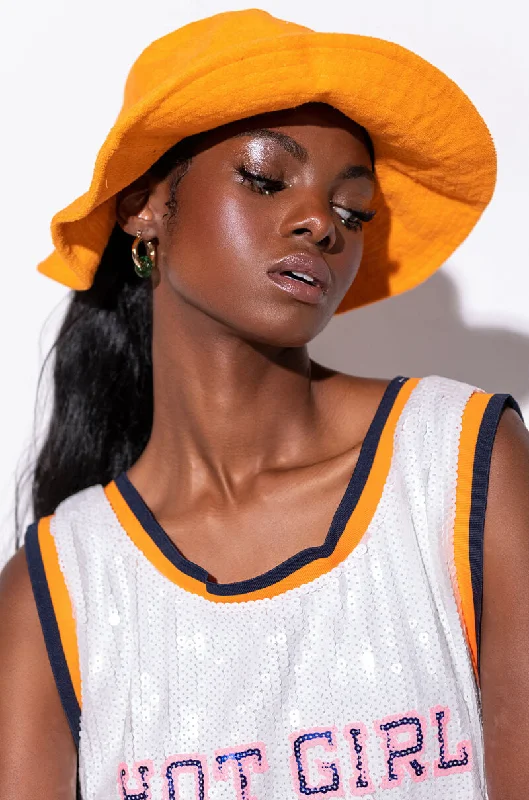 LIFE'S A BEACH TERRY BUCKET HAT ORANGE