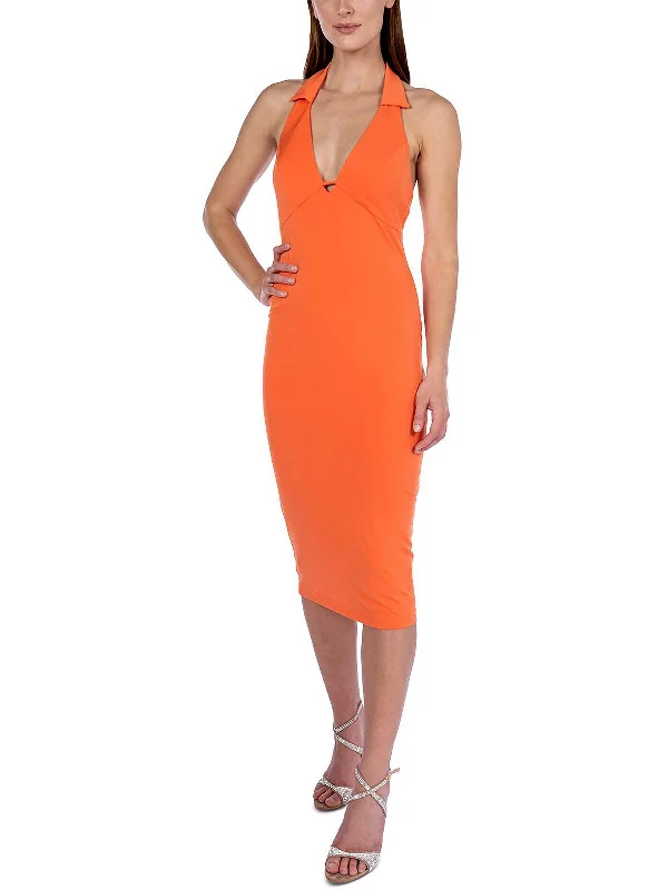 Womens Collar Halter Bodycon Dress