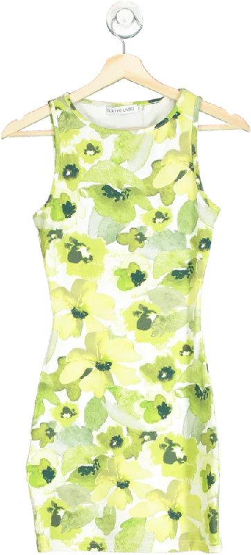 SLA The Label Green Floral Sleeveless Bodycon Dress UK XS