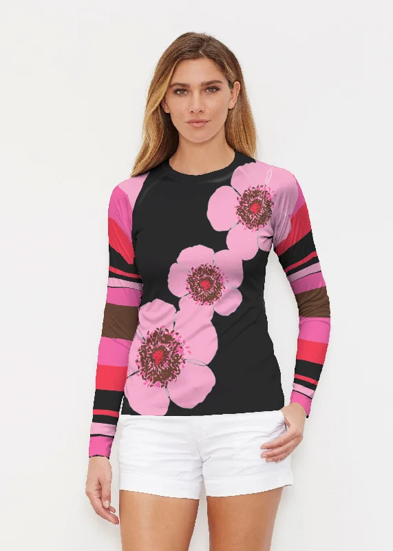 Poppy Black Stripes (7100) ~ Long Sleeve Rash Guard