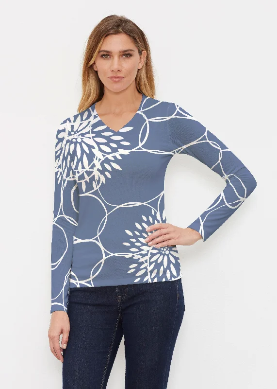 Reflection Navy (11040) ~ Butterknit Long Sleeve V-Neck Top