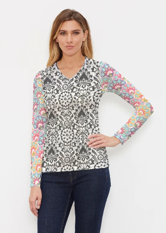 Darling Geo (13382) ~ Butterknit Long Sleeve V-Neck Top