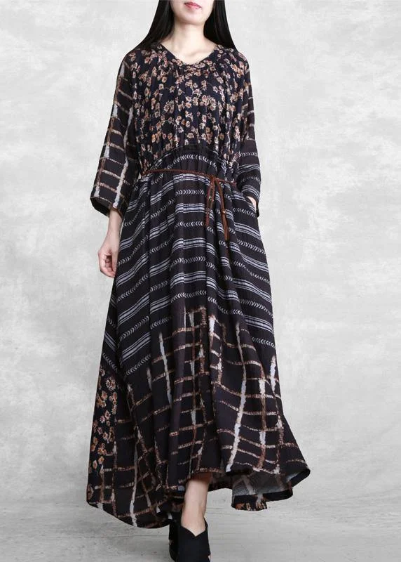 Style Black Print Long Maxi Dress