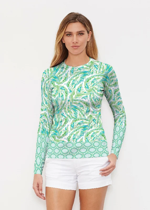 Coastal Paisley Lace Green (7690) ~ Long Sleeve Rash Guard