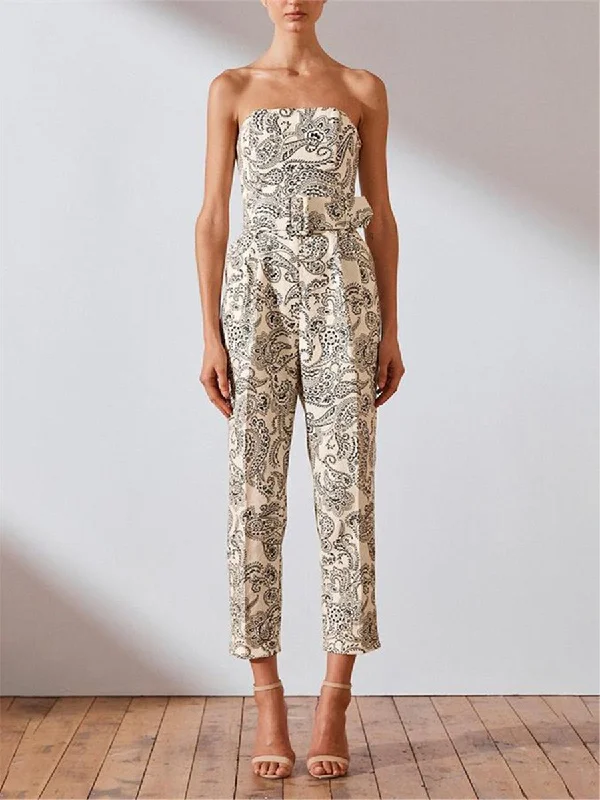 Sexy Tube Top Print Slim Jumpsuit