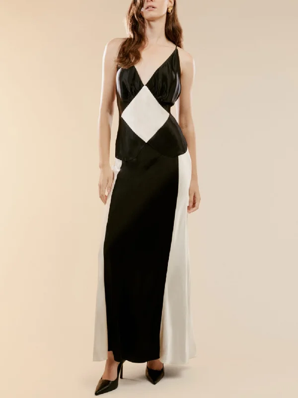 Black Ivory Stylish Contrast Maxi Dress