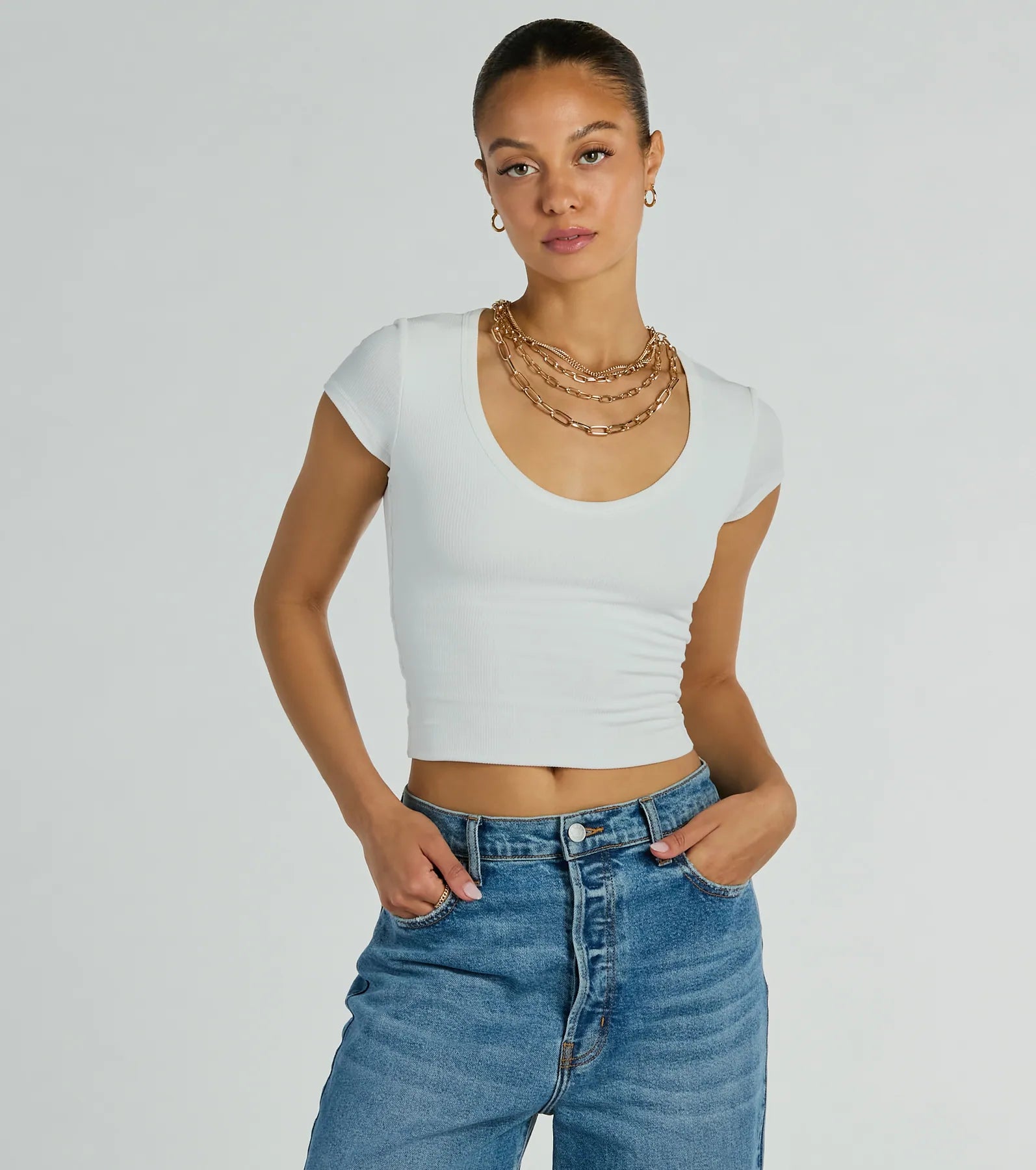 So Good Basic Scoop Neck Crop Tee