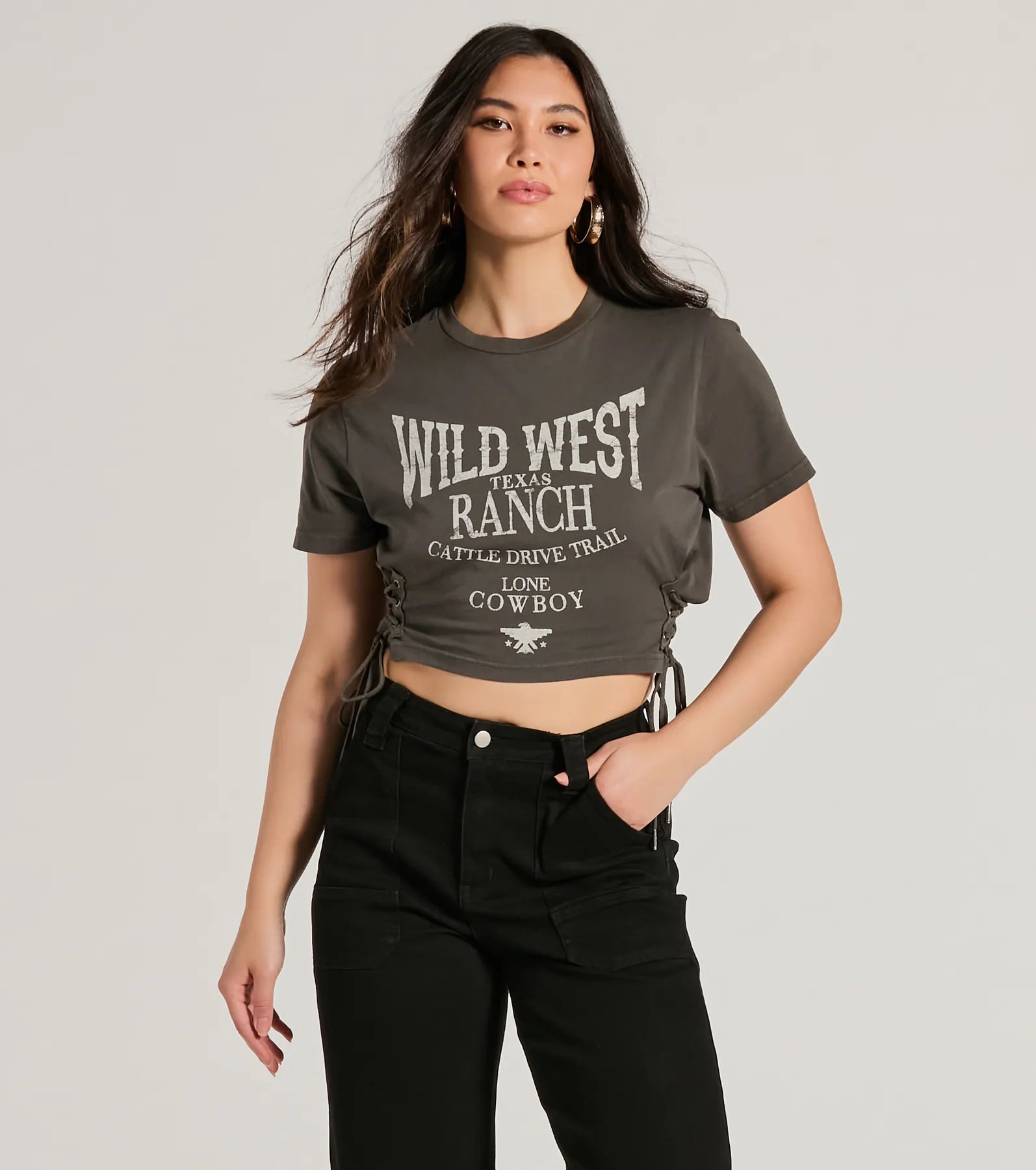 Wild West Lace-Up Crop Graphic Tee