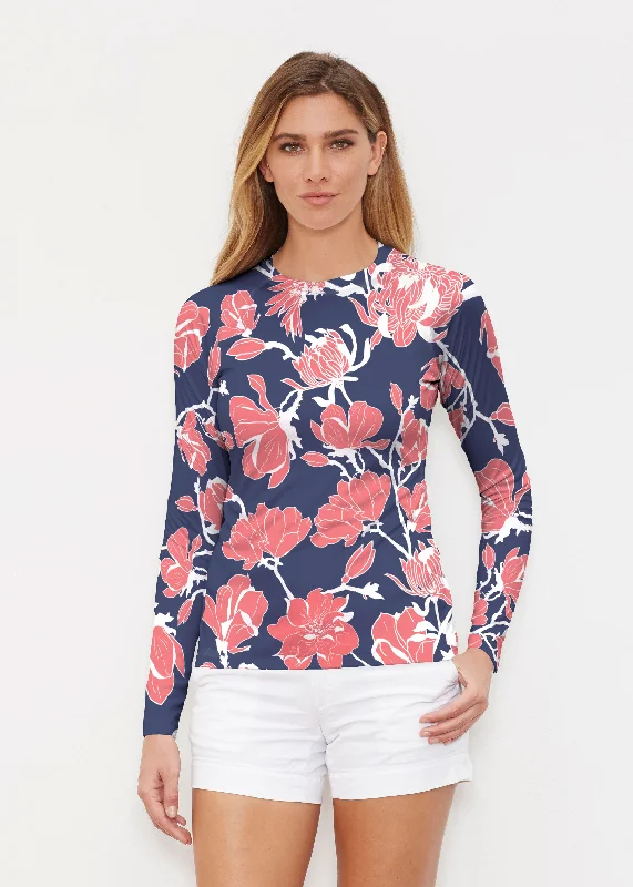 Melina Blooms Navy (7721) ~ Long Sleeve Rash Guard