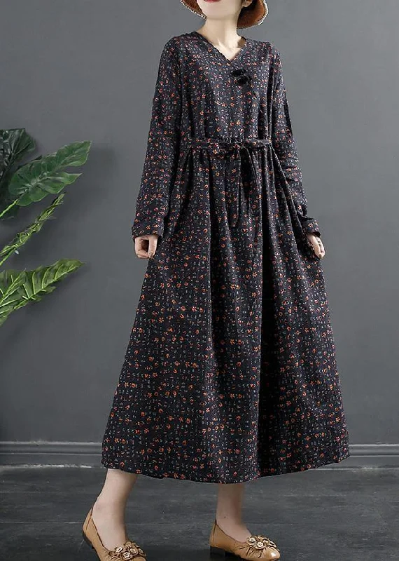 Natural V Neck Clothes For Women Fashion Ideas Navy Print Maxi Dresses