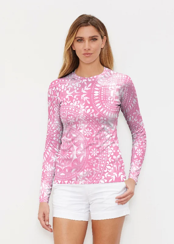 Dual Medallion Pink (13461) ~ Long Sleeve Rash Guard