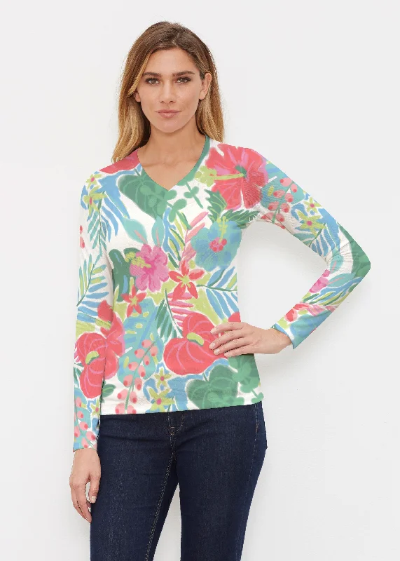 Hawaiian Fling (22141) ~ Butterknit Long Sleeve V-Neck Top