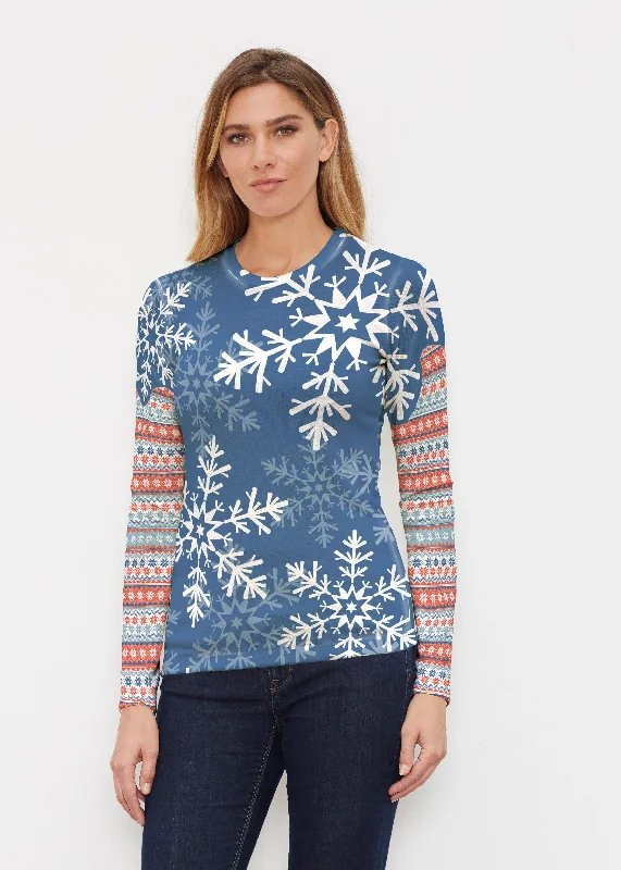 Snowflake Navy (13347) ~ Butterknit Long Sleeve Crew Top