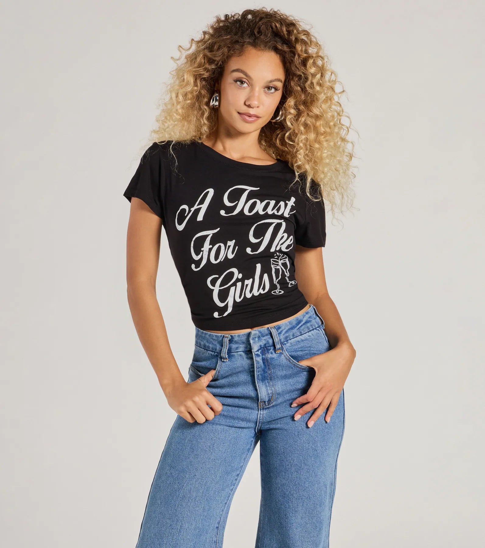 A Toast For The Girls Crop Graphic Tee