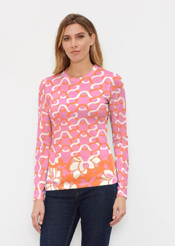 Squiggles Pink (20341) ~ Butterknit Long Sleeve Crew Top