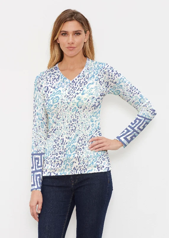 Cat Blue (7755) ~ Butterknit Long Sleeve V-Neck Top