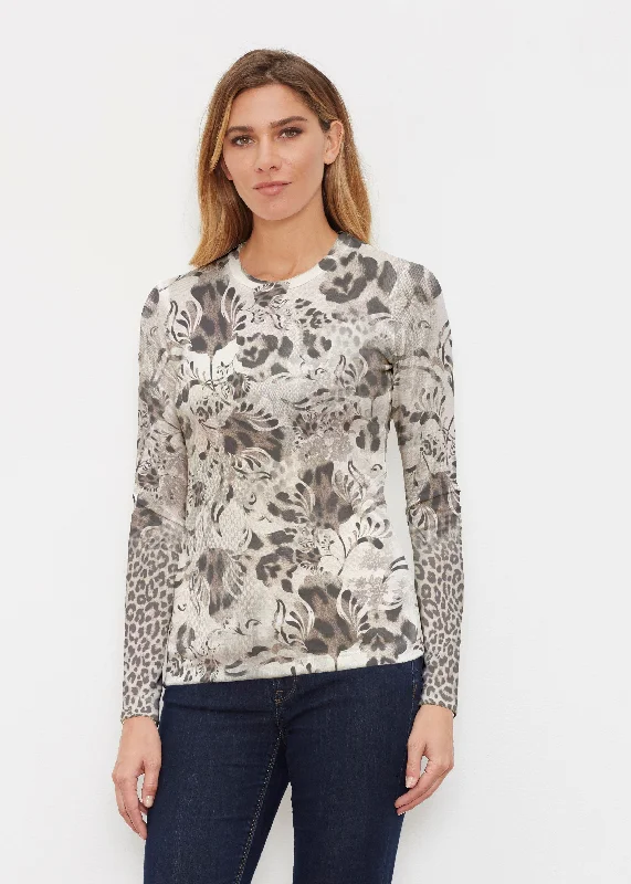 Tulip Leopard Multi (7731) ~ Butterknit Long Sleeve Crew Top