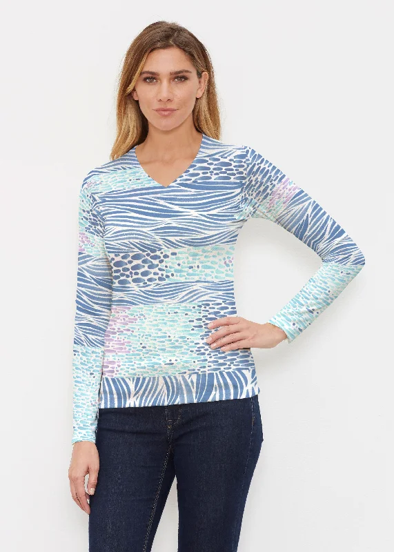 Tidal Stripe (11080) ~ Butterknit Long Sleeve V-Neck Top