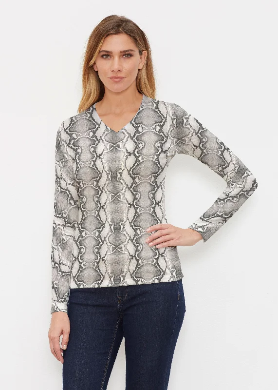 Python Silver (7272) ~ Butterknit Long Sleeve V-Neck Top