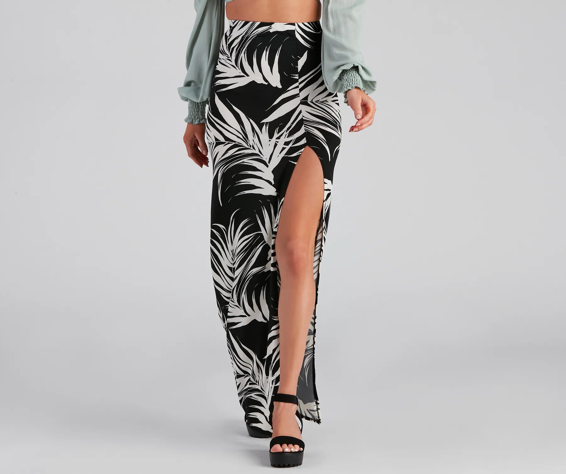 Hit The Tropics High Slit Maxi Skirt