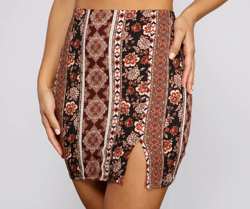 Boho-Chic Floral Printed Mini Skirt