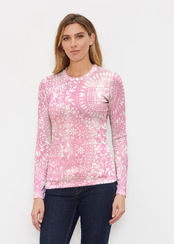 Dual Medallion Pink (13461) ~ Butterknit Long Sleeve Crew Top