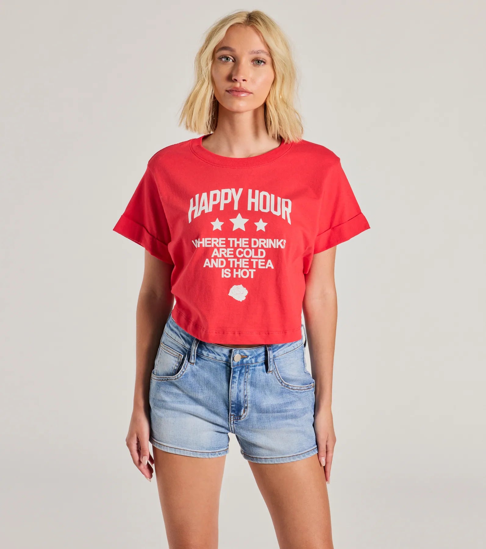 Happy Hour Crop Graphic Tee